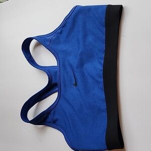 Nike Women's Dri-Fit Sports Bra Navy Blue Black Swish Size Medium